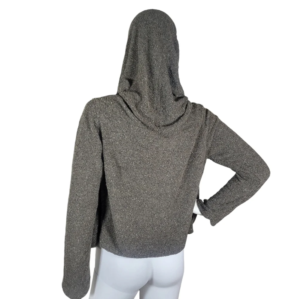 Eileen Fisher Short Envelope Cardigan Womens S‎ Brown Silk Blend Open Front Knit